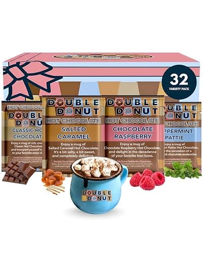 Gourmet Hot Cocoa Mix Variety Pack - Classic, Chocolate Raspberry, Salted Caramel, & Peppermint Hot Chocolate Mix Sets - 32 Count - Image 1