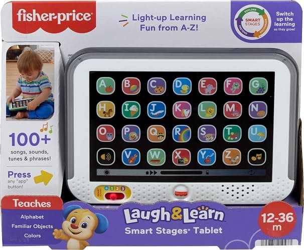 Fisher-Price Toddler Learning Toy Laugh & Learn Smart Stages Tablet Pretend Computer with Music & Lights for Kids Ages 1+ Years thumbnail 6