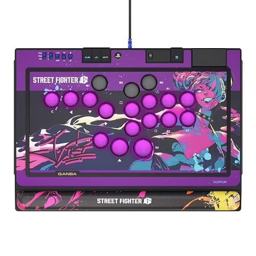 Qanba Sapphire S1 Street Fighter 6 Juri Edition Leverless Arcade Controller Joystick for PlayStation 5 and PlayStation 4 and PC (Fighting Stick) Officially Licensed Sony Product，Detachable Joystick，Tournament Grade for Fighting Games,18 Adjustable Buttons, Detachable Wrist Rest thumbnail 2