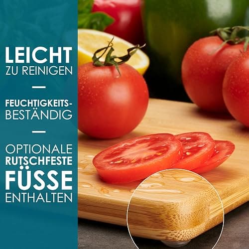 Schneidebrett Holz (3er Set) - 3 Extra Dicke Bambus-Schneidebretter - 33 x 22 cm / 28 x 22 cm / 22 x 15 cm - Die Perfekte Holzbrett Küche, Brotbretter und Servierbretter - von LARHN thumbnail 5