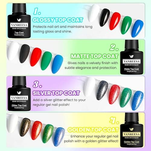 VANREESA Gel Nail Polish Kit with U V Light and Nail Drill Kit 65 Pcs Gel Polish Nail Set 35 All Season Colors Nail Polish Set Base Coat & 4 Effects Top Coat Complete Nail Kit Gifts for Women thumbnail 7