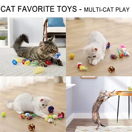 Suhaco 21 Pack Cat Toys for Indoor Cats Interactive Kitten Toy Fun Roller 3 Level Cats Ball Toys with Catnip Ball Self Play Cat Feather Wand Kitty Toy for Boredom (Green) thumbnail 4