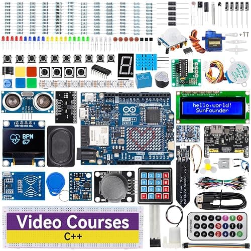 SunFounder Elite Explorer Kit with Original Arduino Uno R4 WiFi, RoHS Compliant, Bluetooth IoT ESP32 IIC LCD1602 OLED, Super Starter Kit, Online Tutorials & Video Courses for Beginners & Engineers - Image 1