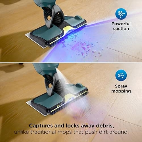 Shark VACMOP Reveal Cordless Vacuum & Spray Mop, Green, VM401 | Hard Floor Cleaner, Powerful Suction, Illumination Light, 4 Disposable Pads, 12oz Pet Cleaning Solution thumbnail 3