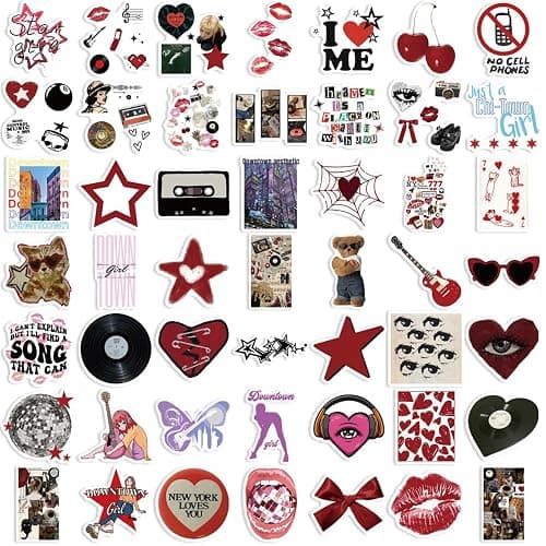 Lilbitty Y2K Girls Sticker Pack, 50 Stück Süße Sticker Set Für Laptop, Gitarre, Koffer, Auto Und Mehr, wasserdichte Vinyl Cute Stickers Für Kawaii Deko thumbnail 3