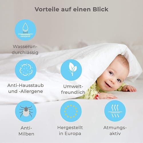 WhizProducts Wasserdichtes Spannbettlaken 89x50 cm kompatibel mit Babybay Maxi, Midi, Boxspring, Comfort und Comfort Plus - Spannbetttuch mit integriertem atmungsaktiven Matratzenschoner thumbnail 2