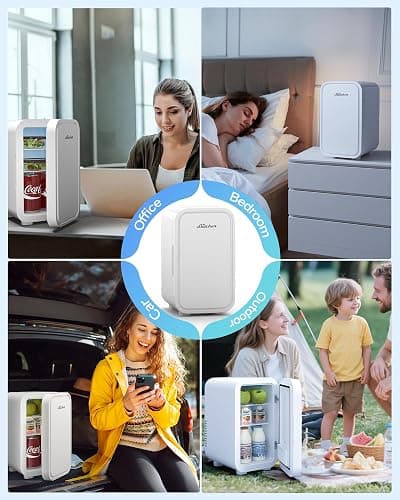 BEICHEN Mini Fridge,6 Liter / 8 Can Small Fridge for Bedroom, Car, Office & Dorm, 110V AC/DC Portable Thermoelectric Cooler & Warmer for Skincare, Food, Drinks, White thumbnail 8