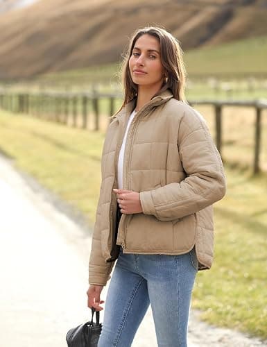 Bianstore Women's Oversized Splice Quilted Lightweight Puffer Jacket Casual Padded Coat thumbnail 3