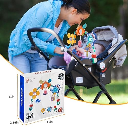 Baby Stroller Arch Toy, Car Seat Toys, Adjustable Arch Stroller toy with Hanging Sensory Activity toys,fits on Baby Bouncer, Bassinet, Stroller, Crib and Car Seats for baby infant Boy Girl 0-18 Months thumbnail 2