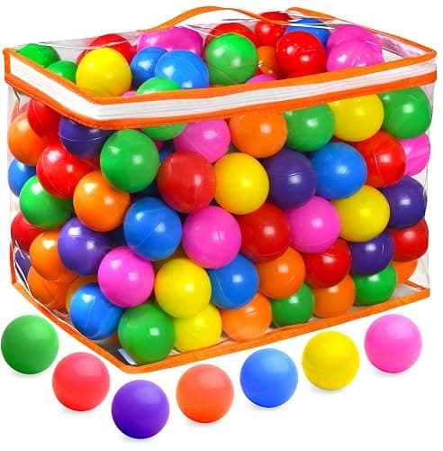 Ball Pit Balls for Toddlers with Storage Bag - 7 Bright Colors, Crush Proof, Great Play Toys for Tents, Pools, and Party thumbnail 8