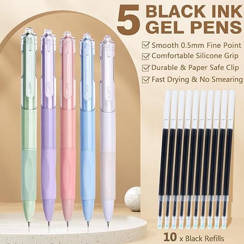 62PCS Aesthetic School Supplies with Cute Pencil Case, Pastel Highlighters Black Ink Gel Pens Mechanical Pencils Kit, Back to School Supplies College Essentials Preppy Stationary Set for Student Girls - Pink thumbnail 6