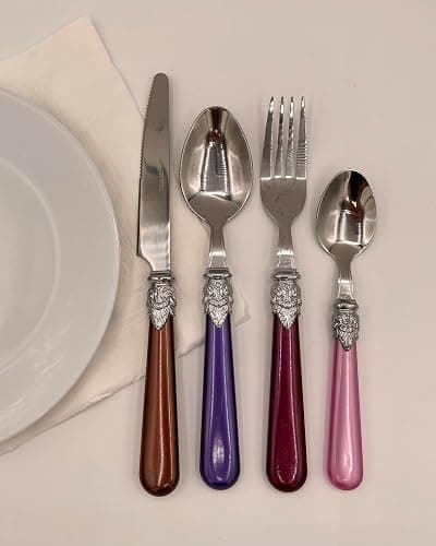 The Original Brink House Gala Mix & Match Stainless Steel Cutlery Set with High-Sheen Baroque Handles / 16 pieces with Metal Stand, Lifestyle utensils set for home, first apartment, dorm, dinner party thumbnail 6