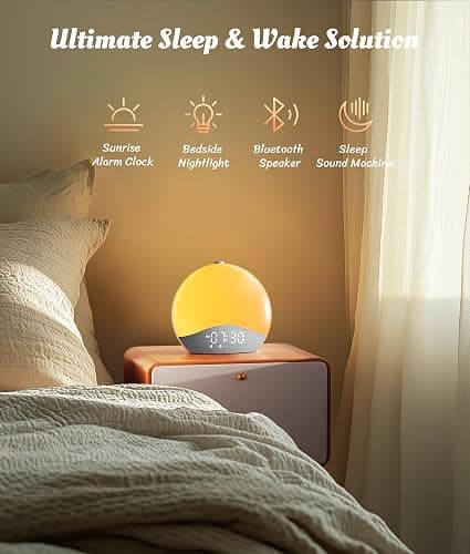 ecozy Sunrise Alarm Clock, White Noise Sound Machine, Upgraded Backlit Buttons for Bedrooms, 26 Soothing Sounds, 17 Night Lights, Bluetooth Speaker, Wake Up Sunlight for Heavy Sleepers, Adults, Kids thumbnail 2