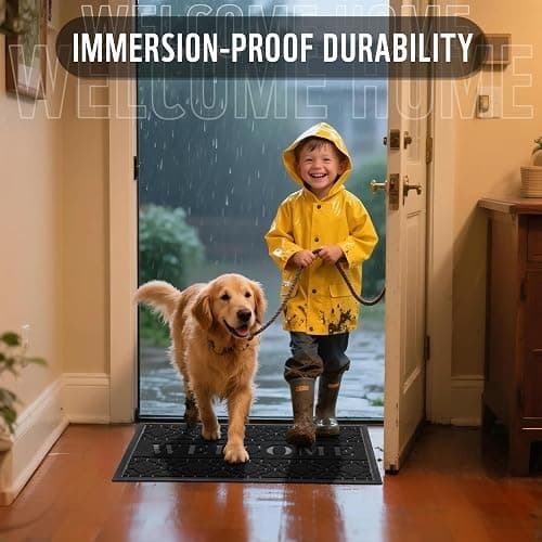 Yimobra Welcome Mat Outdoor Indoor 29.5x17, All-Weather Waterproof Front Door Mat Outside Entrance, Non-Slip Low Profile Porch Patio Doormat, Black thumbnail 5