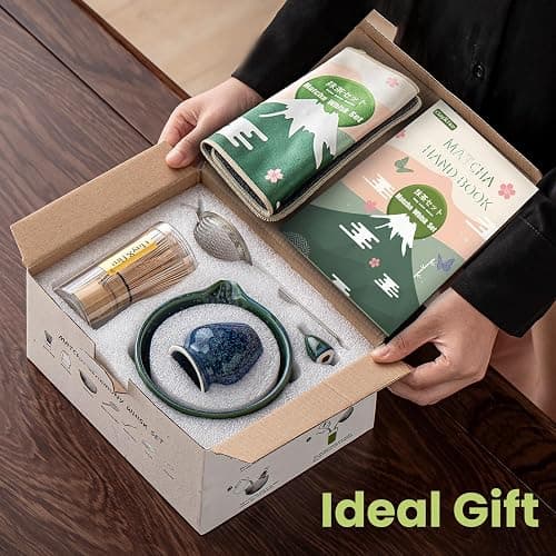 Clay&Fire Matcha Whisk Set，9 Pcs Ceramic Matcha Set, 15 OZ Matcha Bowl with Spout and Whisk for Friend, Ideal Gift for Matcha Lover（Starry） thumbnail 7