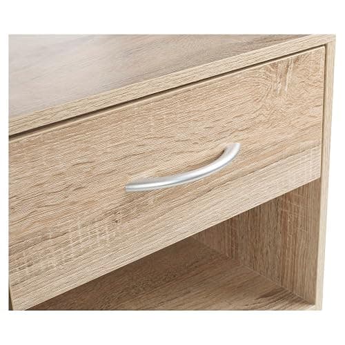 URBNLIVING 1 Drawer Compact Wooden Bedroom Bedside Cabinet Furniture Nightstand Side Table (Anthracite Oak) thumbnail 6