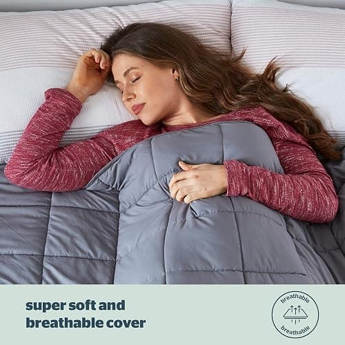 Silentnight Wellbeing Weighted Blanket - Anxiety & Stress Relief for Adults Insomnia Therapy - Sensory Calming Heavy Quilted Hug Blanket - 6.8kg, 150x200cm, Grey thumbnail 5