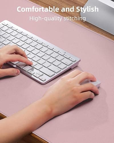 Non-Slip Desk Pad,Mouse Pad,Waterproof PVC Leather Desk Table Protector,Non-Slip PU Leather Desk Blotter, Easy Clean Laptop Desk Writing Mat for Office Work/Home/Decor(Light Pink, 24" x 13.7") thumbnail 5
