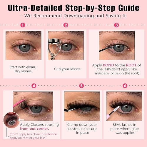 Goddvenus Wispy Lash Clusters Kit Cluster Eyelash Extensions Natural Lash Extension Kit C Curl Fluffy Individual Eyelashes with Bottom Lashes Clusters Waterproof Bond and Seal DIY at Home thumbnail 6