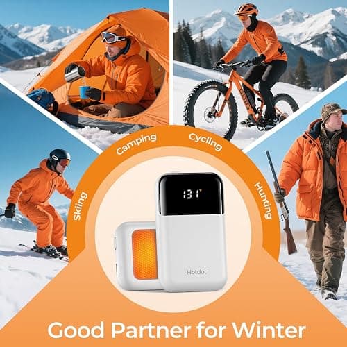 Hotdot Hand Warmers Rechargeable, Heat Levels (104–131°F), Real-Time Temp & Battery Display, Electric Hand Warmers, Fast Heating, Fits in Gloves/Pocket, Gifts for Women & Men thumbnail 6