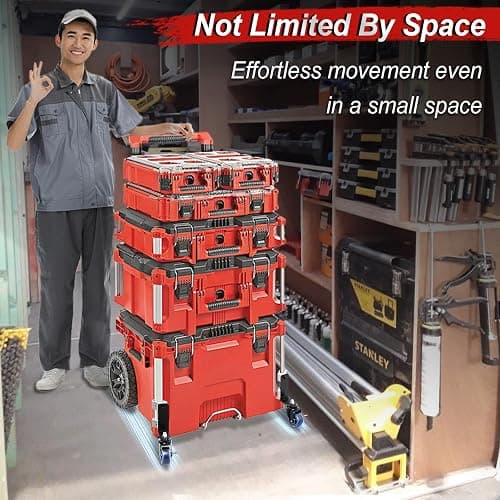 Upgraded 360° Dual Front Wheels, Packout Wheels Compatible with Mil.Waukee Packout Rolling Toolboxes, Packout Toolbox Accessories, 200 Lbs Capacity thumbnail 6
