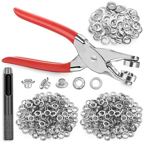 643Pcs Grommet Tool Kit 12mm 1/2 Inch(Inside Hole Size) Eyelet Kit with 320Pcs Eyelets Grommets, 320Pcs Washers and Grommet Eyelet Pliers for Leather/Belt/Shoes/Crafts - Image 1