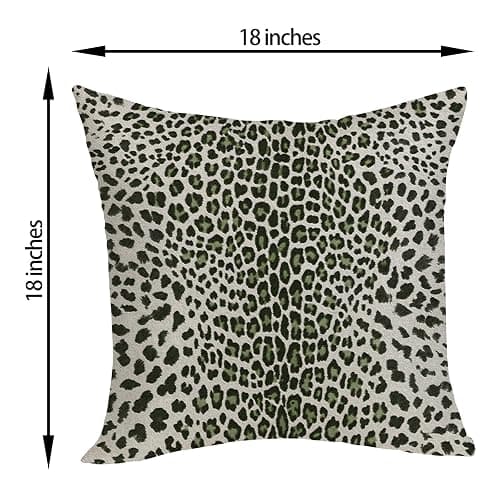 Leopard Pillow Covers 18x18 Pack of 2,Animal Skin Cheetah Print Sage Green Throw Pillow Covers Boho Modern Pillowcase Decoration Farmhouse Decorative Linen Cushion Cover Decor for Home Sofa thumbnail 3