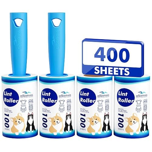 Extra Sticky Lint Roller, Mega Value Set 400 Sheets for Pet Hair Removal, Dog and Cat Lint Remover for Clothes, Furniture, Carpet - Image 1