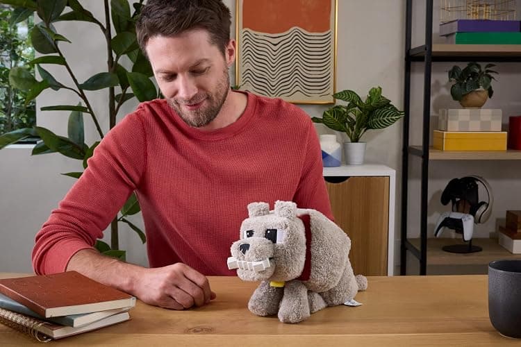 Mattel Minecraft Dennis The Wolf Plush Toy with Feeding Action & Sound, Food Mode Stuffed Animal Inspired by A Minecraft Movie thumbnail 2