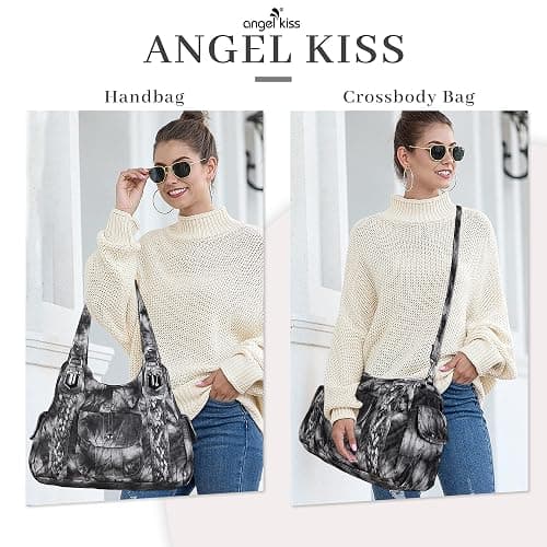 Angelkiss Purses and Handbags for Women Washed Vegan Leather Crossbody Hobo Satchel Shoulder Tote Purse thumbnail 2
