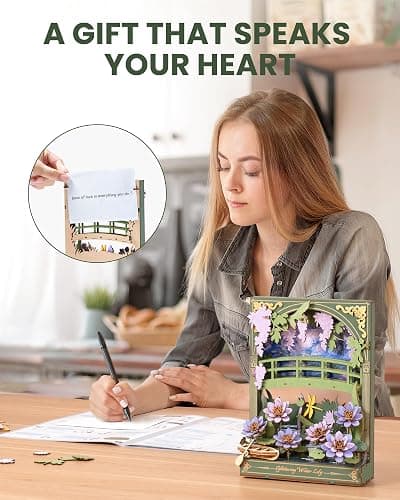 rowood Water Lily 3D Puzzle Building Set with LED,DIY Monet Wall Art Craft Kits for Adults,Home Decor Botanical Collection Gift on Christmas thumbnail 5