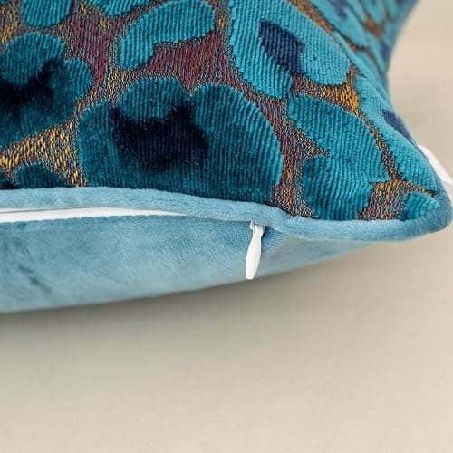 Alerfa Blue Floral Throw Pillow Cover 18 x 18 Inch Cut Velvet Sqaure Luxury Decorative Pillow Cover for Couch Living Room Bedroom thumbnail 5