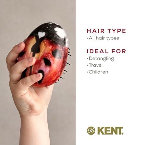 Kent PBUG Ladybug Pebble Scalp Massager Shampoo Brush, Shower Brush, and Travel Size Detangling Brush - Scalp Scrubber for Dandruff and Kids Hair Brush Hair Detangler - Hairbrush for Tangles thumbnail 6