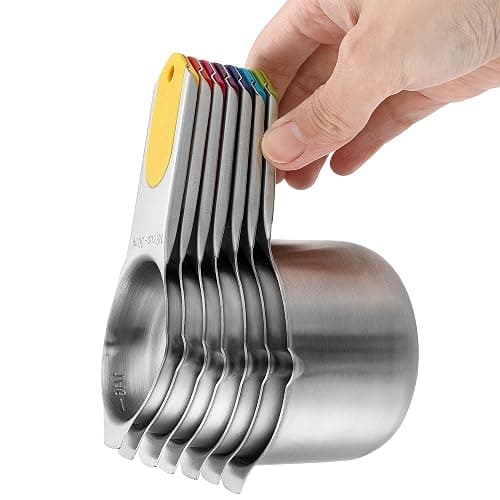 Spring Chef Magnetic Measuring Cups & Spoons Set, Patented, Strong N45 Magnets, Heavy Duty Stainless Steel Fits in Spice Jars for Baking & Cooking, BPA Free, Set of 15 with Leveler, Multicolor thumbnail 9