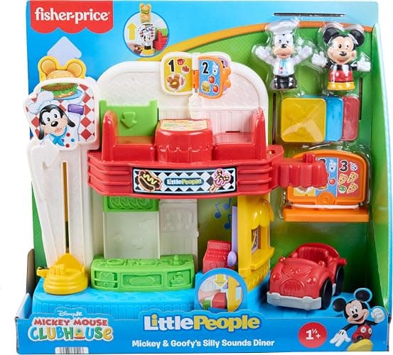 Fisher-Price Little People Disney Jr Mickey Mouse & Goofy’s Diner | Silly Sounds Musical Playset, 2 Figures and 3 Accessories, Pretend Play for Toddlers & Preschool Kids Ages 18+ Months thumbnail 6