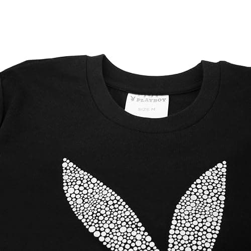 Playboy Womens Soft Cotton Blend Babydoll Tee Shirt with Faux Rhinestone Print Or Glitter Sizes S-XL thumbnail 4