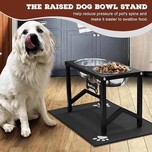 Flodomix Elevated Dog Bowls, Metal Raised Dog Bowl Stand with 2 Thick 58oz Stainless Steel Food Bowls & Non-Slip Mat - 11.8" Tall for Medium/Large Breeds thumbnail 7