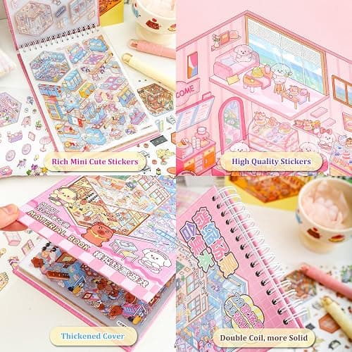 Scene Sticker Book for Kids, 20 Sets of 3D Sticker Scenes for Adults Fun Mini Cute Kawaii Stickers Therapy 3D Scenes Stickers Set Relief Stress Pass The Time, Holiday & Christmas Fun thumbnail 5