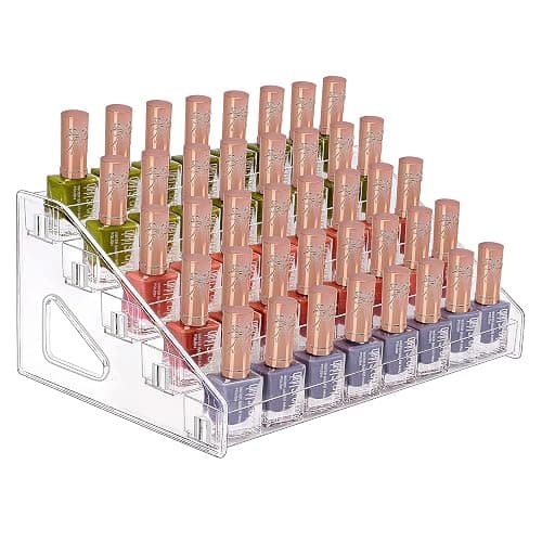 JessLab Nail Polish Organizer, 5-Tier Clear Acrylic Nail Polish Rack Essential Oil Holder Cosmetic Display Case Makeup Organizer Cosmetics Storage for Bathroom Vanity Countertop - Image 1