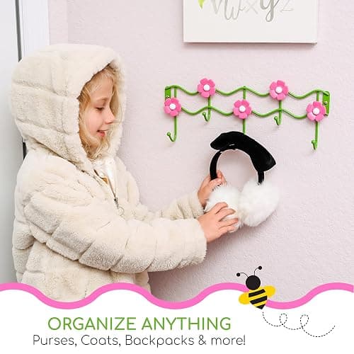 Galashield Kids Coat Rack Wall Mount Hooks for Kids Room Flower Design Hook for Boys and Girls Towel, Clothes, Hat, Backpack Hanger thumbnail 5