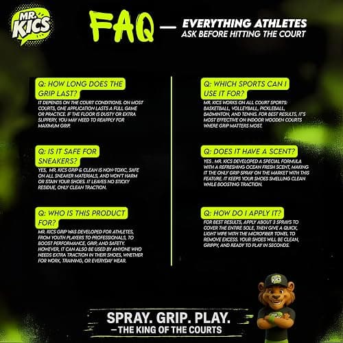 MR. KICS Basketball Shoe Grip Spray - Anti Slip Traction for Court Shoes, Shoe Grip Enhancer - 2-in-1 Cleaner with Microfiber Towel, Backpack Clip - Volleyball, Pickleball, Tennis, Badminton thumbnail 7