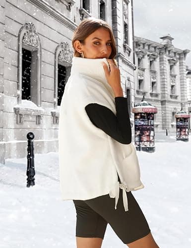 TAQCUX Sherpa Jacket for Women Casual Fleece Vest Oversized Sleeveless Outwear Warm Button Down Gilet with Pockets thumbnail 4