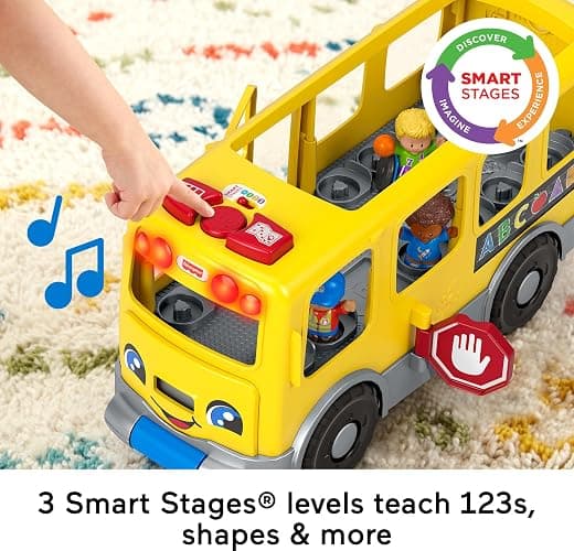 Fisher-Price Little People Toddler Toy Big Yellow School Bus & Community Heroes Set, Musical Pull-Along Vehicle & Figures for Kids Ages 1+ Years (Amazon Exclusive) thumbnail 4