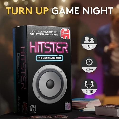 Jumbo Hitster - The Music Party Board Game, Card Game, Fun Music Quiz Game, 2-10 Players - 300 Plus Iconic Music Hits - Great for Adult and Family Game Nights (US Edition), 1110100409 thumbnail 2