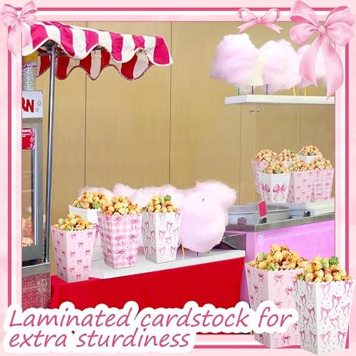 Honeydak 24 Pcs Pink Bow Popcorn Boxes Paper Kraft Popcorn Buckets Pink Container Goodies Candy Boxes for Girls Birthday Galentine Valentine's Day Wedding Bridal Shower Party Decorations thumbnail 6