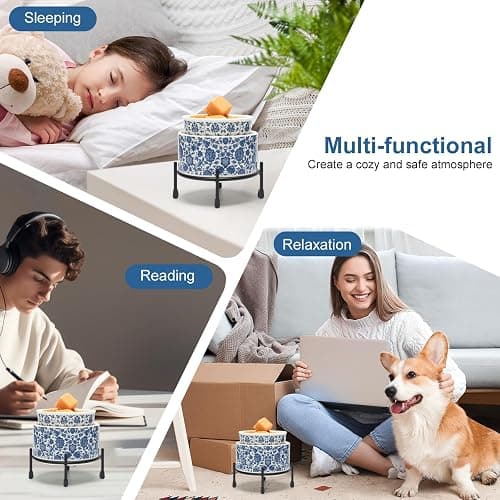 NAFANG Blue & White Porcelain Pattern Wax Melt Warmer,Ceramic 3-in-1 Electric Candle Wax Warmer for Scented Wax Melter Oil Burner for Home Office Bedroom Gift & Decor (with KD Iron Shelf) thumbnail 8