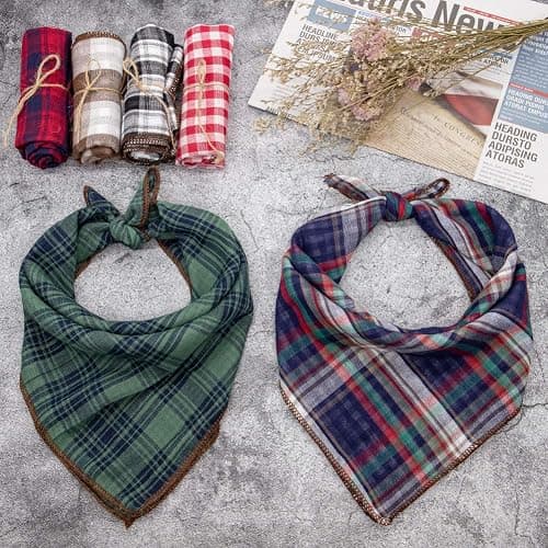 Christmas Dog Bandanas, 6PCS Plaid Holiday Dog Bandanas for Boy Girl, Washable Reversible Cotton Bibs Scarf, Adjustable Square Pet Kerchief Birthday Christmas Gift for Small to Large Dogs Puppy Cats thumbnail 5