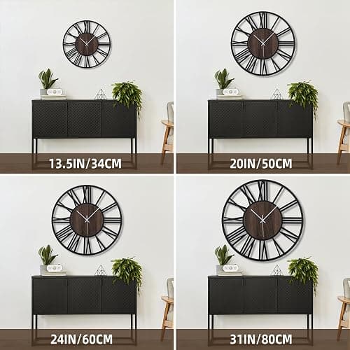 Mee 2ou Large Wall Clock for Living Room Decor, 16 Inch Non Ticking Silent, Battery Operated Modern Vintage Oversized Wall Clock for Bedroom Kitchen thumbnail 2