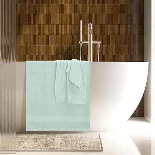 Belizzi Home 8 Piece Towel Set 100% Ring Spun Cotton, 2 Bath Towels 27x54, 2 Hand Towels 16x28 and 4 Washcloths 13x13 - Ultra Soft Highly Absorbent Machine Washable Hotel Spa Quality - Sea Green thumbnail 5