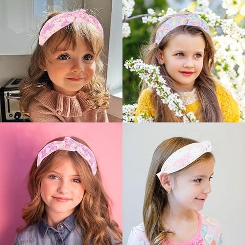 Brimekichio Sequin Girls Headbands, Knotted Kids Headbands for Girls, Sparkly Glitter Hair Band Girl Hair Accessories thumbnail 7